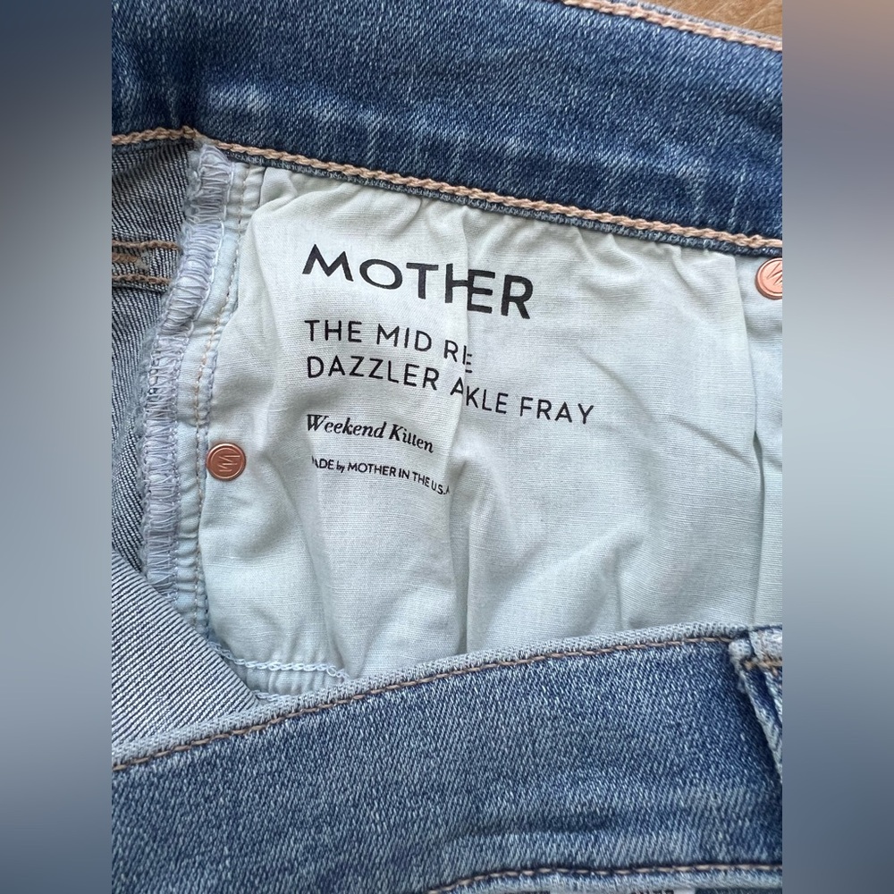 New MOTHER Mother Dazzler Ankle Fray Weekend Kitten Distressed Size 30 - Picture 14 of 14